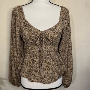 Dry Goods Leopard Print Peplum Blouse